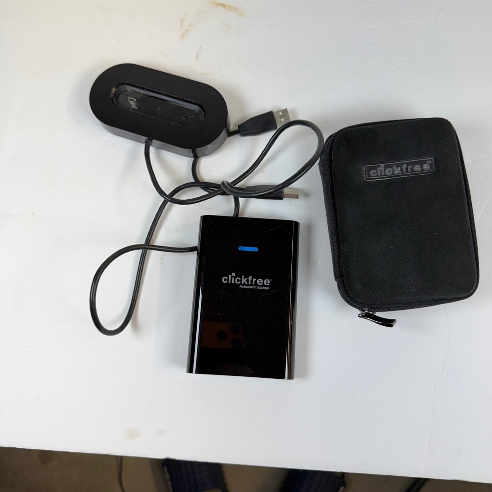 Clickfree Automatic Backup External Hard Drive Black with Dock and Case
